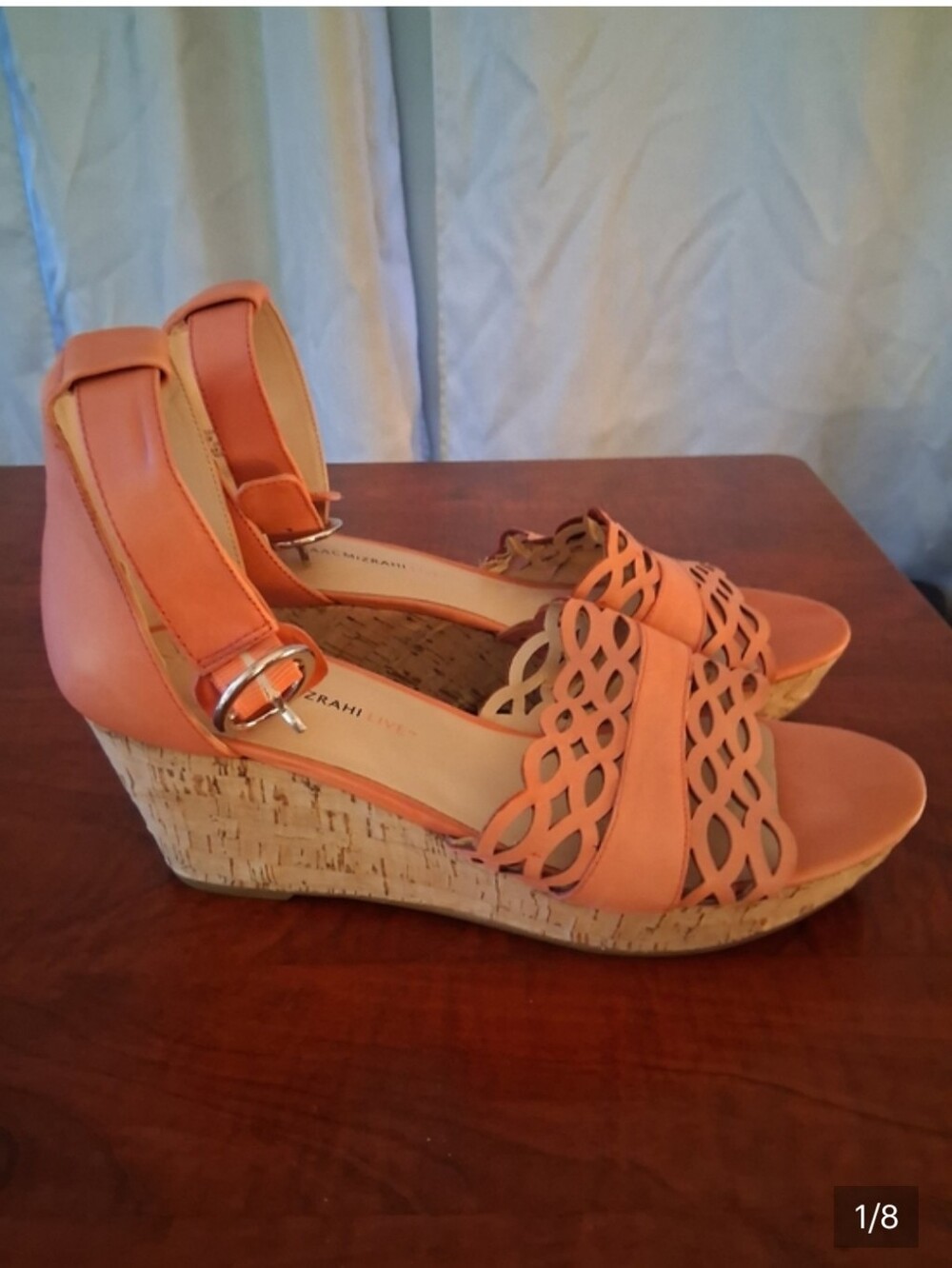Isaac Mizrahi Coral Cutout Cork Wedges with Ankle Strap